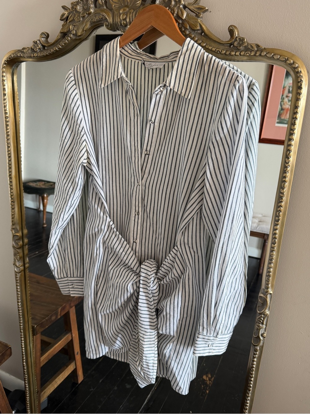 L’Academie Striped Tie Waist Dress